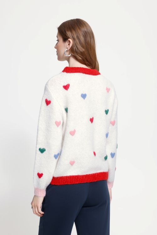 Chandail tricot coeurs brodés Chandail tricot coeurs brodés