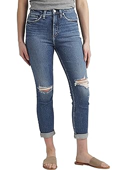 JEANS ANKLE TROUÉ LTAILLE HAUTE BOYFRIEN - L28355SOC327 - Silver Jeans