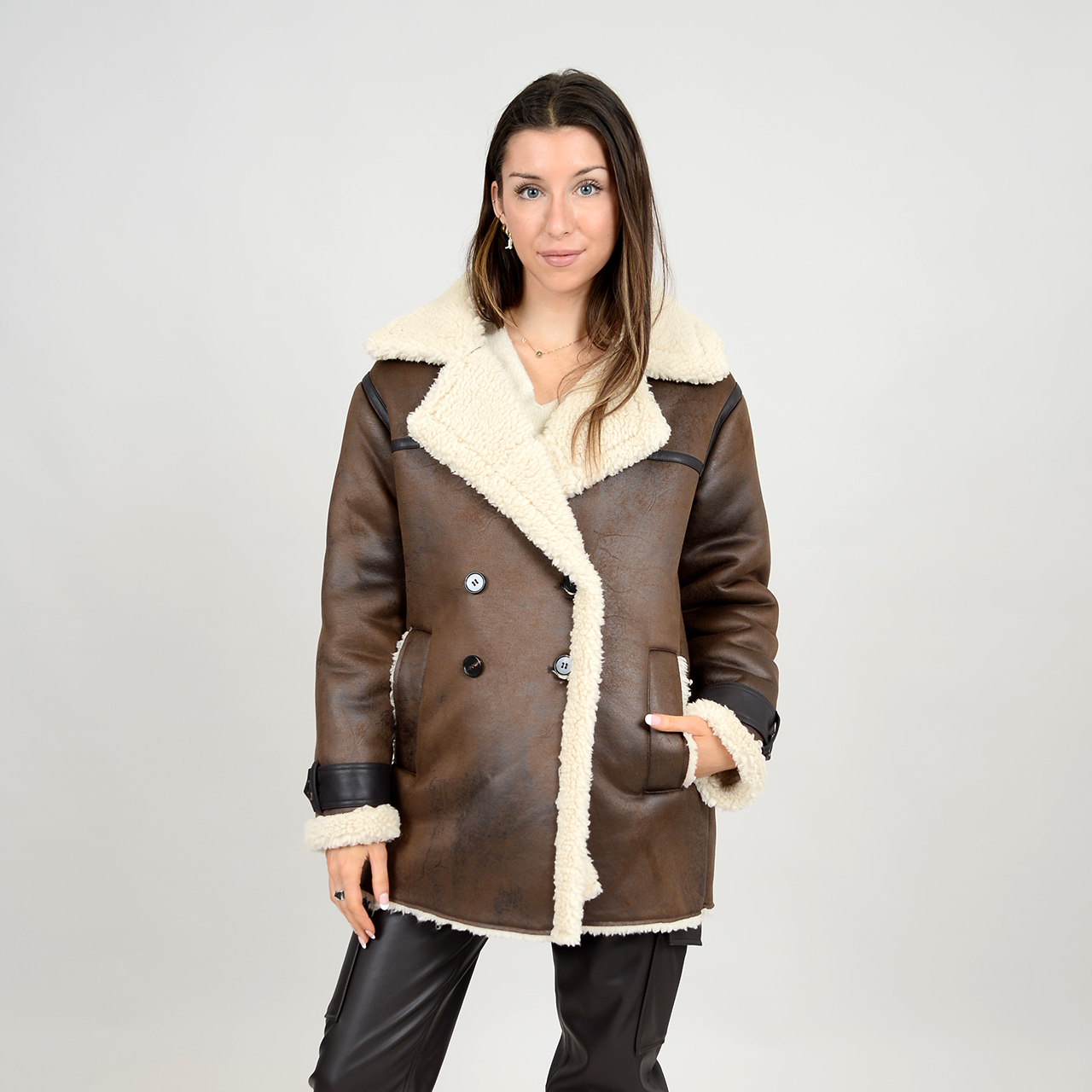 Manteau double boutonnière sherpa - 75J177S - RD Style