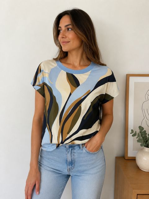 T-shirt motif elastique bas - 27748 - Soya Concept