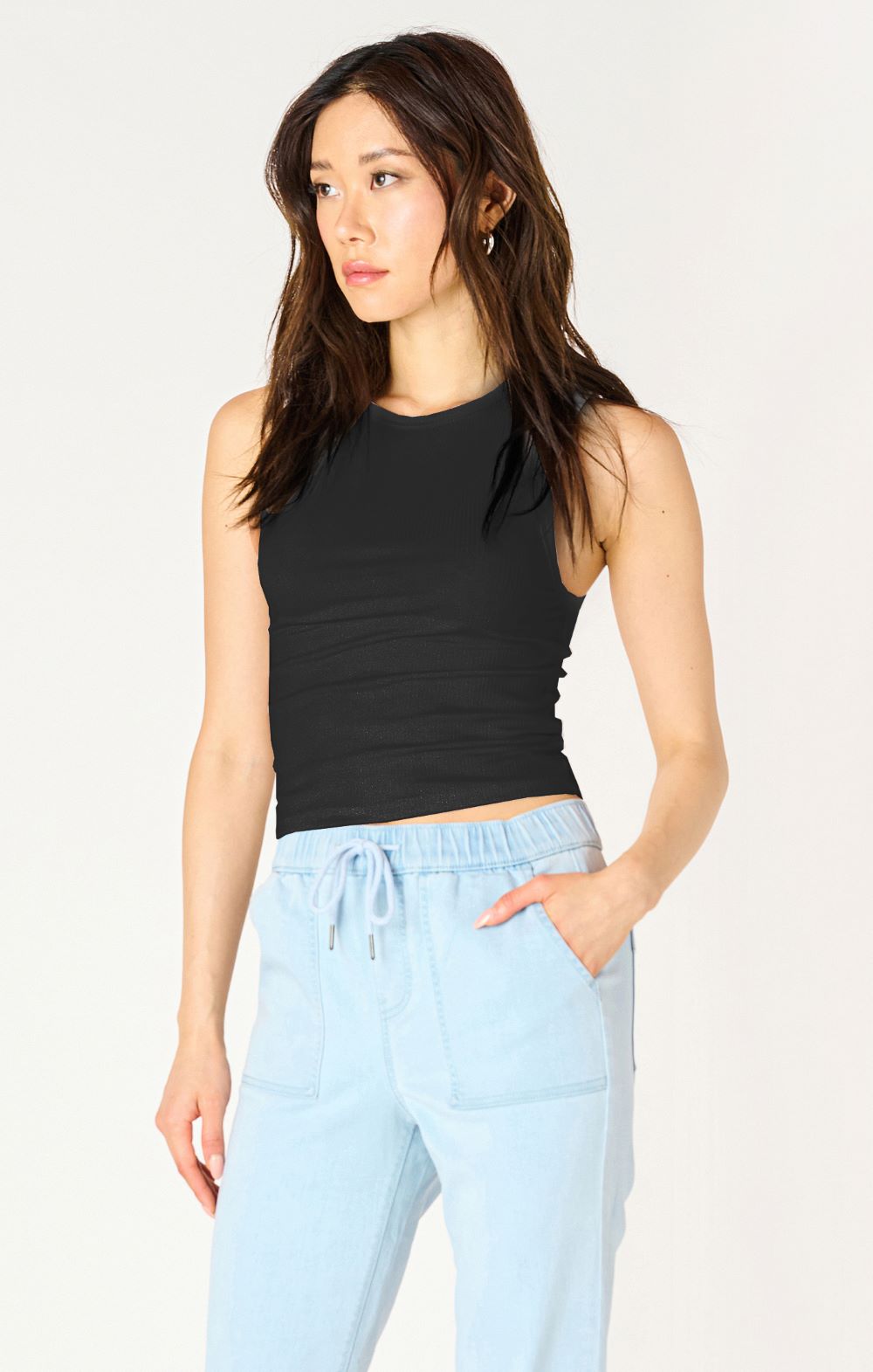 Camisole côtelé unie col rond