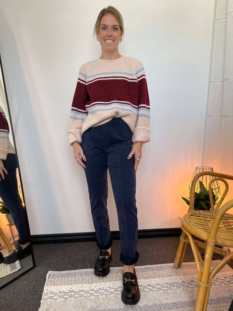 Chandail en tricot à rayures - MCSPAW06863 - Mandarine & Co