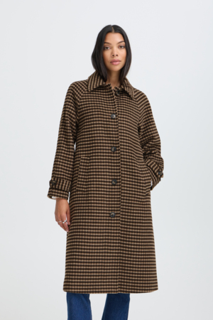 Manteau long à carreaux