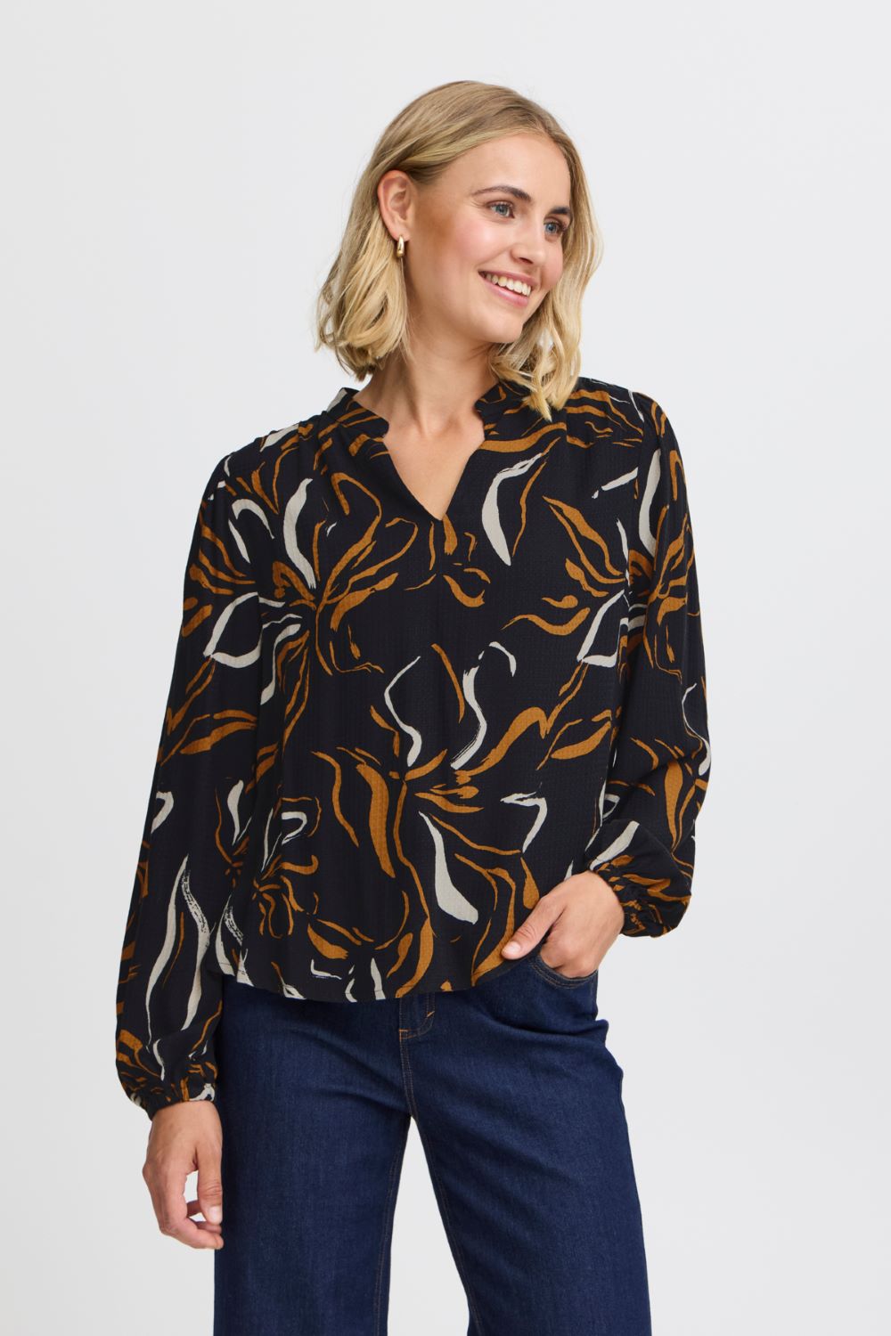 Blouse texturée motif - 20614532 - Fransa