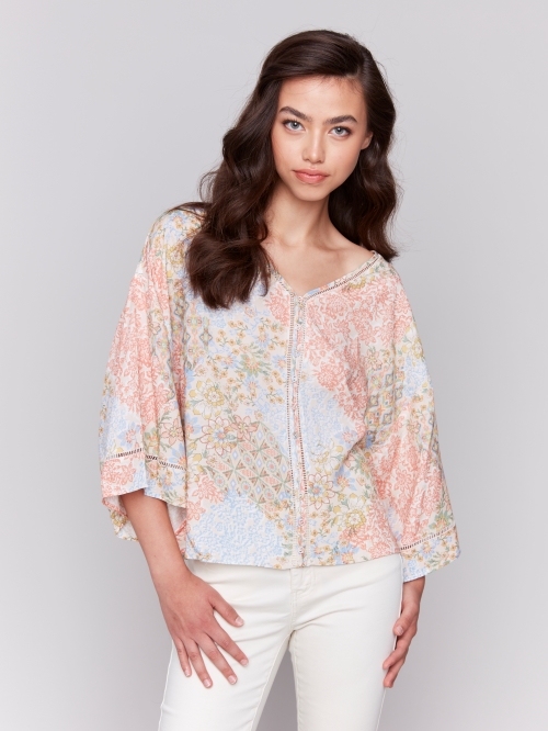 Blouse détails encolure et manche - C4616P/634A - Charlie B