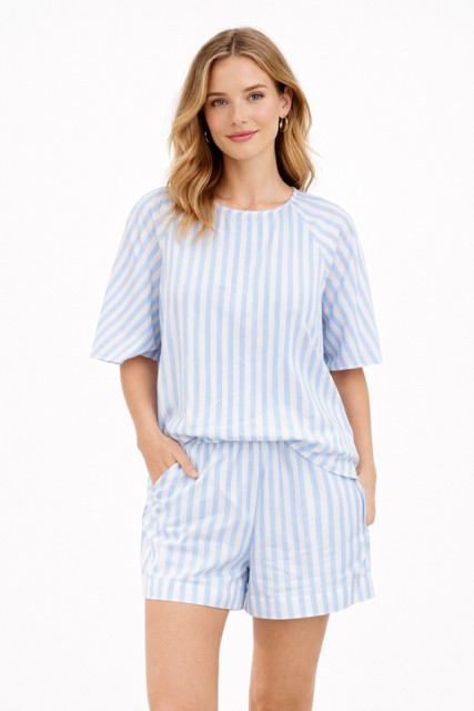 Blouse manche courte ballon - MOSPAW06595 - Mosaïc