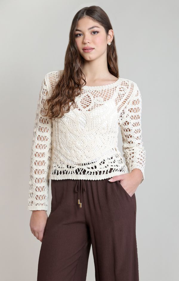 Chandail crocheté bouttons au dos - 2827020 D - Dex