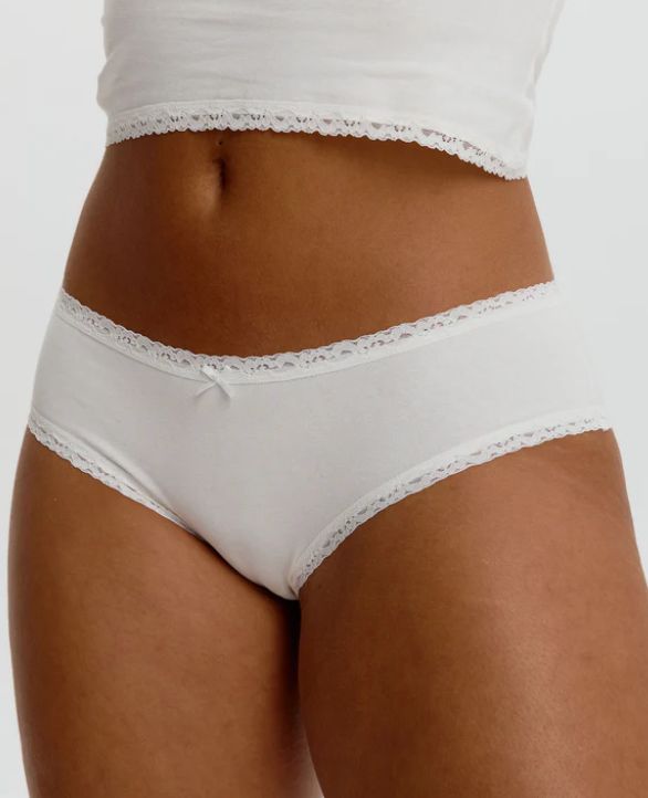 Shorty coton à bordure de dentelle - 0249625 - Blush