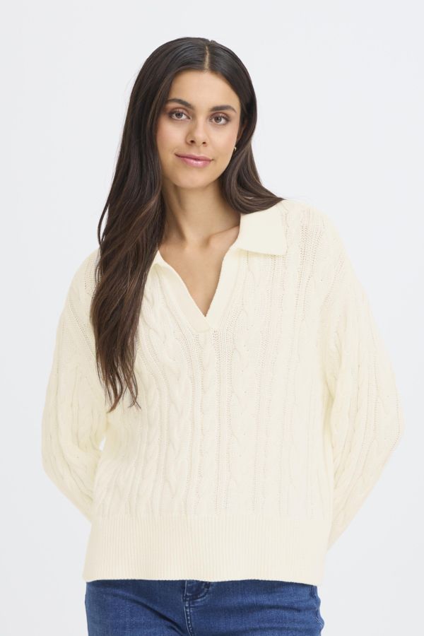 Chandail tricot col polo - 20617421 - Fransa