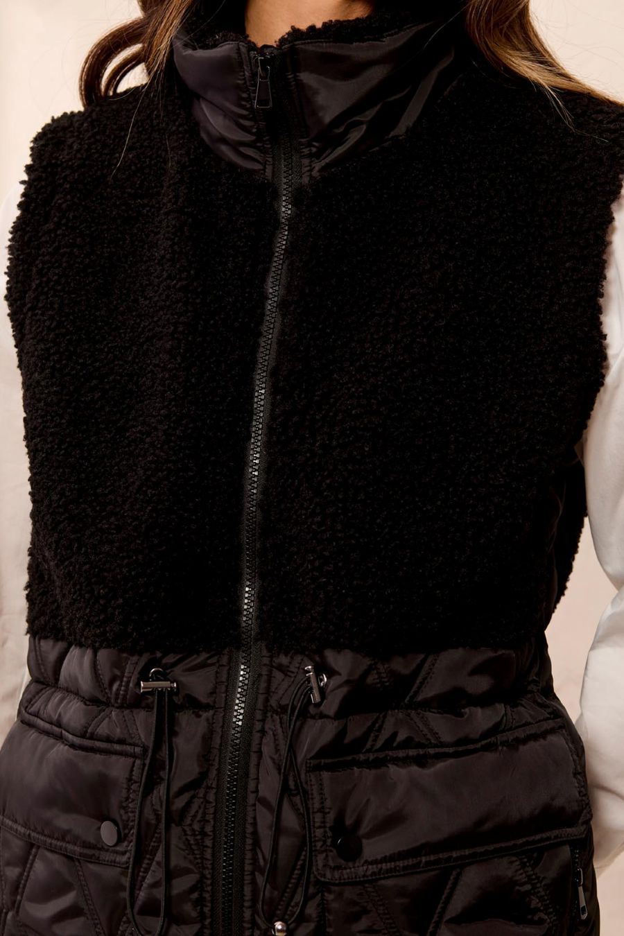Veste sans manches nylon et sherpa