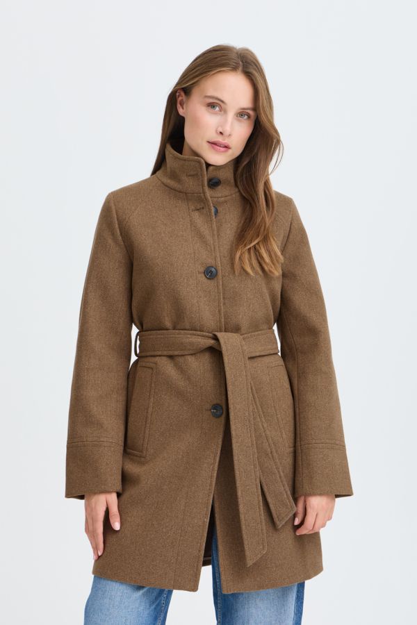Manteau lainage ceinture - 20819164 - B.Young