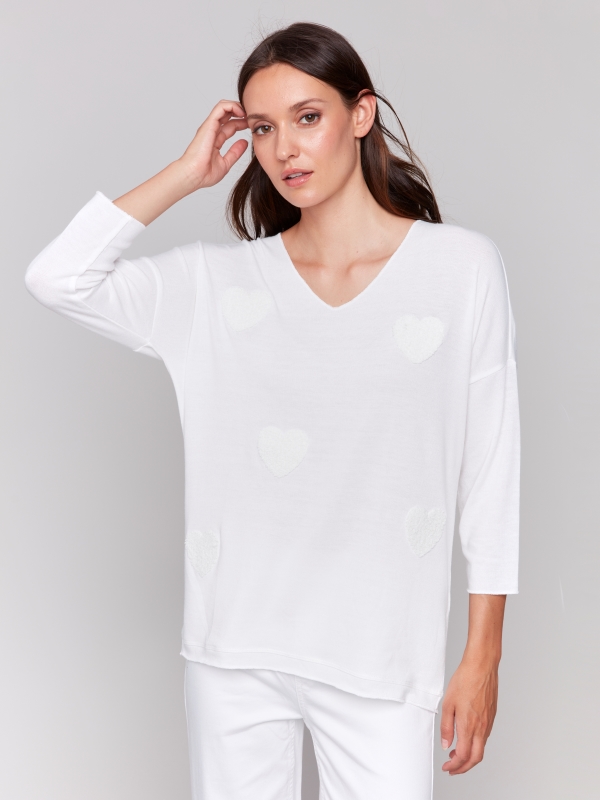 Chandail manches t-shirt coeurs - C1264A/006B - Charlie B