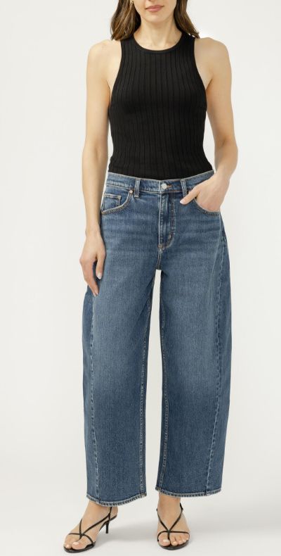 Jeans ballon surdimensionné taille haute - L64203hdr345 - Silver Jeans