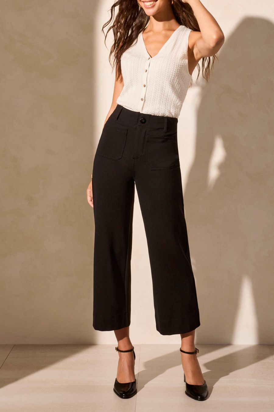 Pantalon taille haute 2 poches