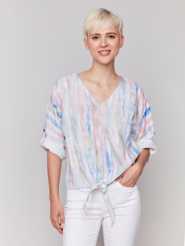 Blouse lin nouée devant - C4603P/787A - Charlie B