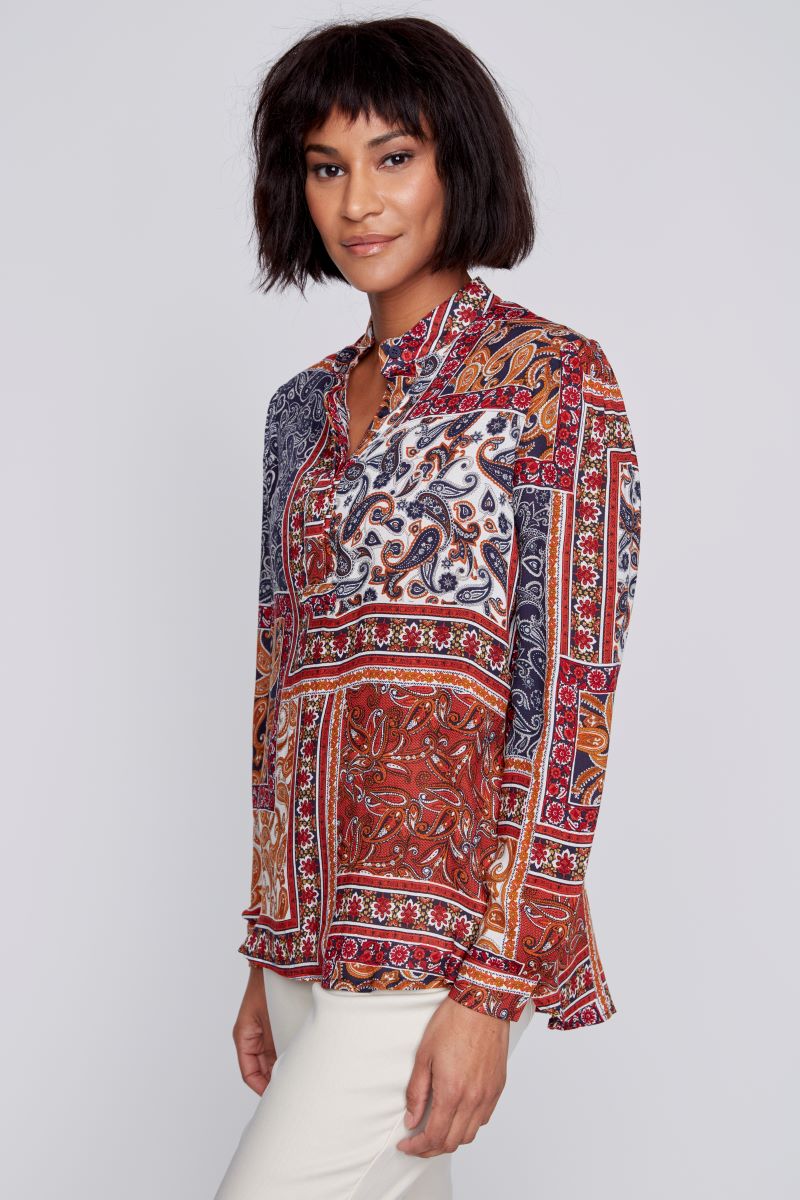 Blouse paisley encolure en V