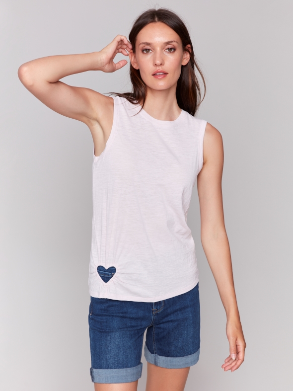 Camisole coton organique trou coeur - C1397/463B - Charlie B