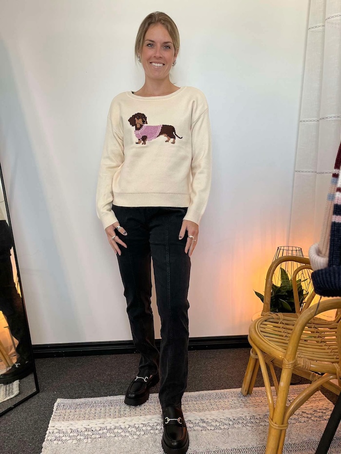 Chandail tricot imprimé devant - MCSPAW06870 - Mandarine & Co