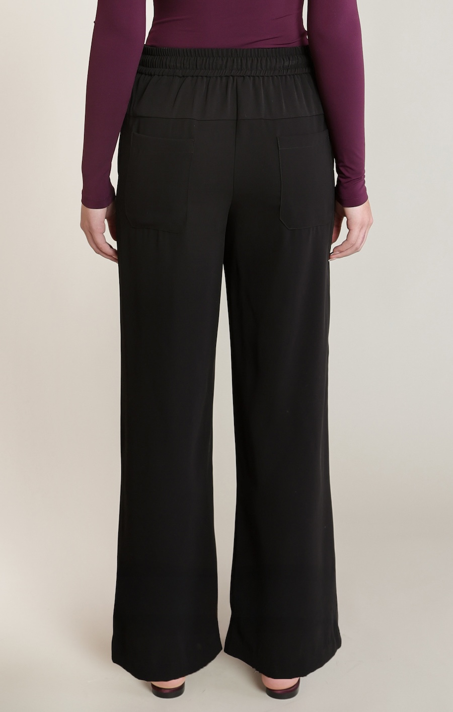 Pantalon jambe large satin