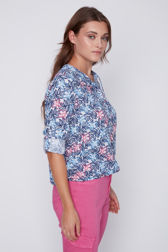 Blouse manche longue fleurie 