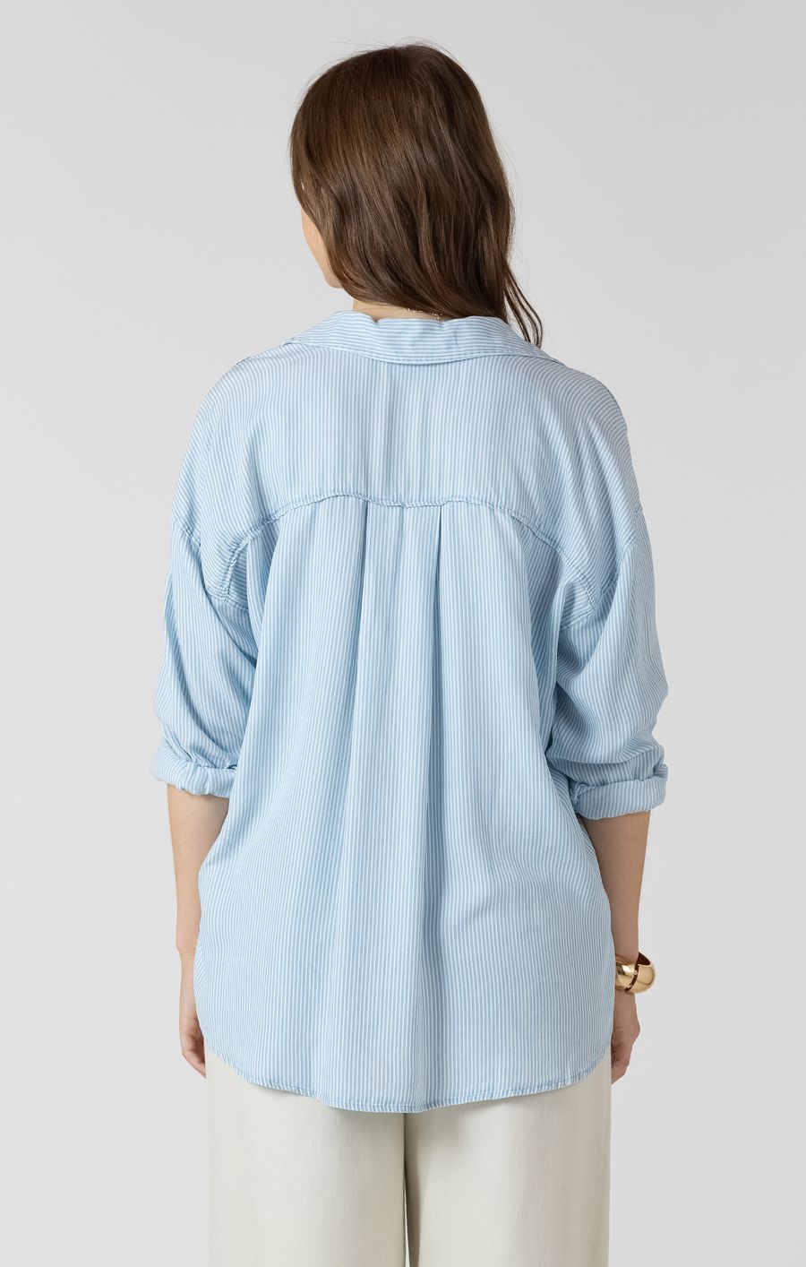 Blouse rayures fines tencel