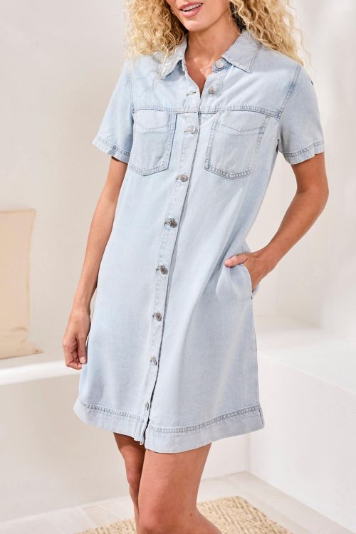 Robe jeans manches courtes - 6143O/1116 - Tribal