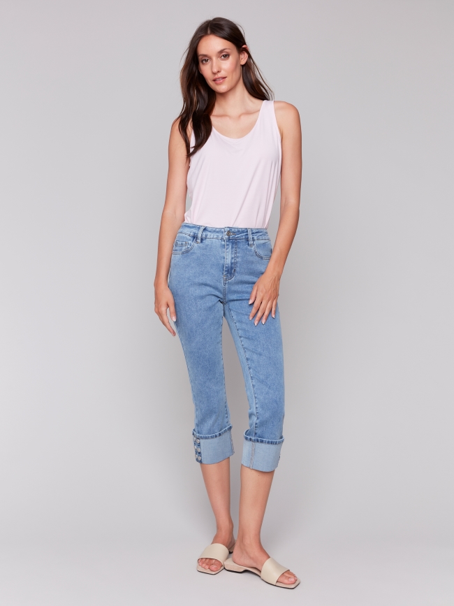 Jeans 3/4 revers large au bas - C5597/431C - Charlie B