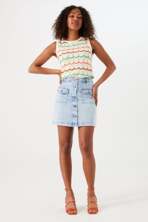 Jupe jeans boutonière devant - p40322 - Garcia