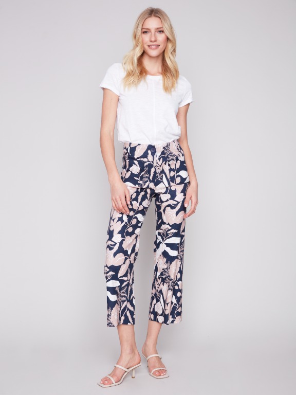 Pantalon chic motif jambes larges