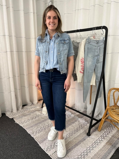 Veste jeans manches courtes