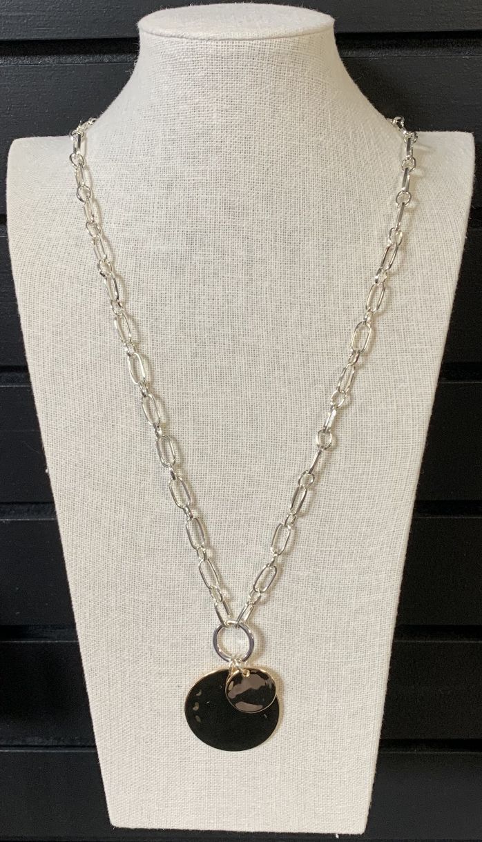 COLLIER CHAINE LONG PASTILLE DOUBLE OR