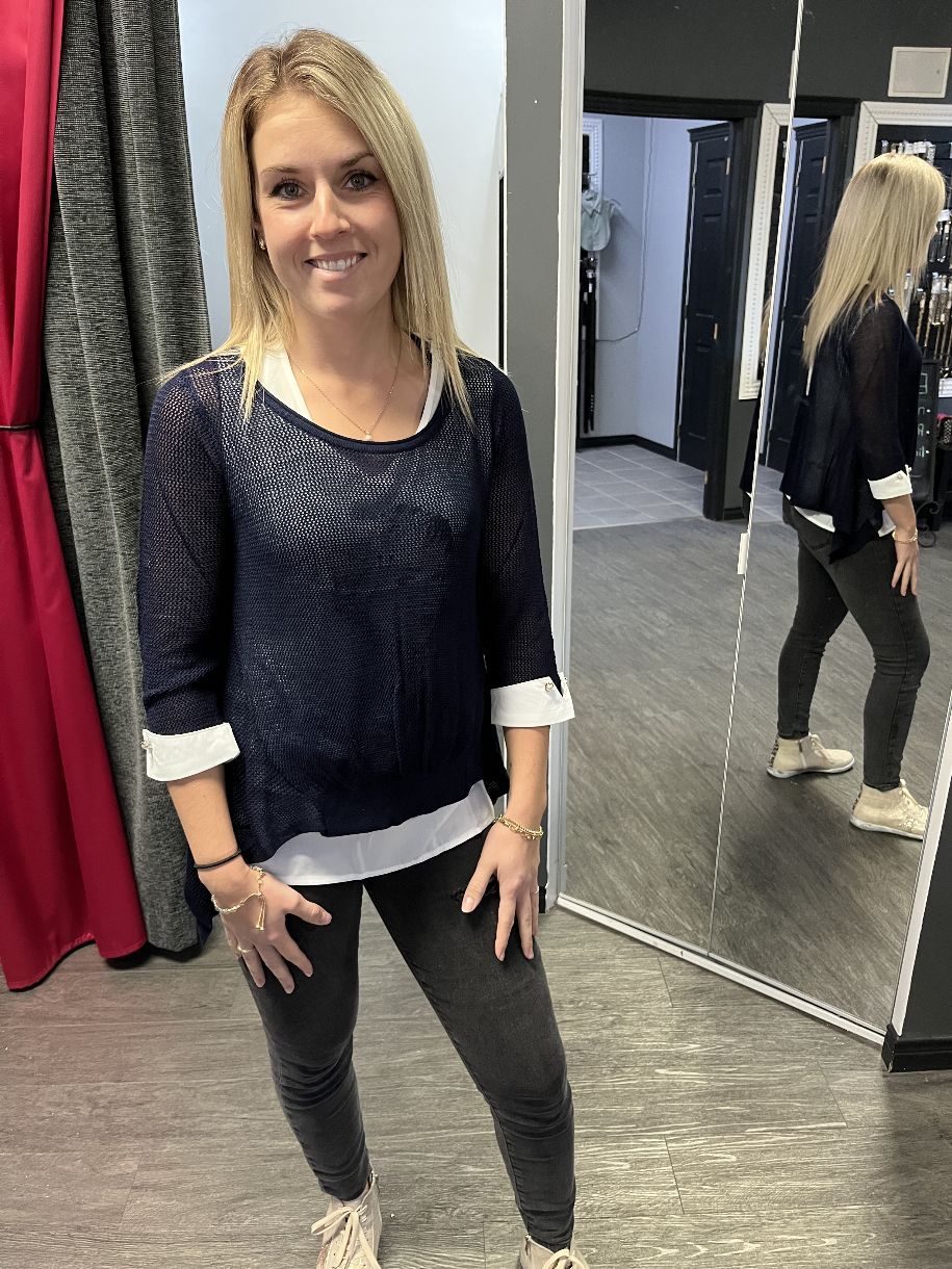 CHANDAIL FANCY 2EN1 FILET UNI CAMI IMPRI